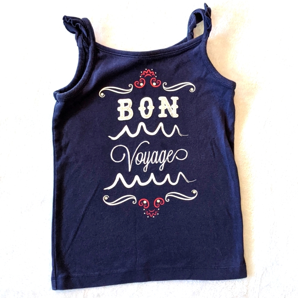 Gymboree Navy Nautical Tank Embellished "BON Voyage" Girls' 6